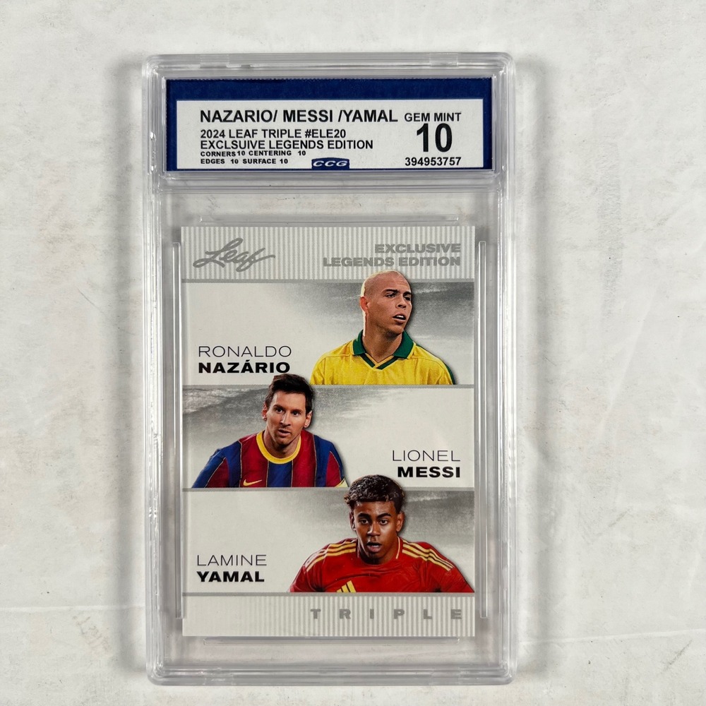 2024 Leaf Triple Ronaldo Messi Yamal #ELE20 Legends Edition CCG Gem Mint 10